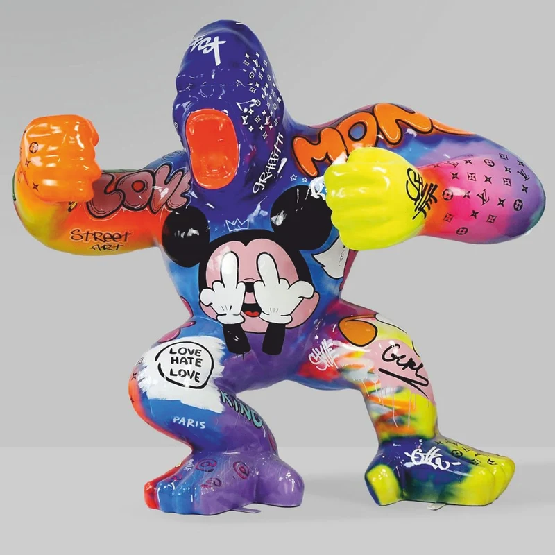 Casa Padrino XXL Deko Skulptur Gorilla Affe Bunt H. 180 cm - Große Garten Figur