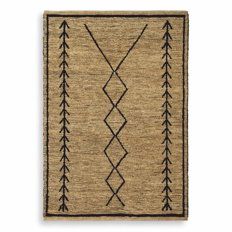 Casa Padrino Luxus Jute Teppich Beige / Schwarz 300 x 400 cm - Handgewebt