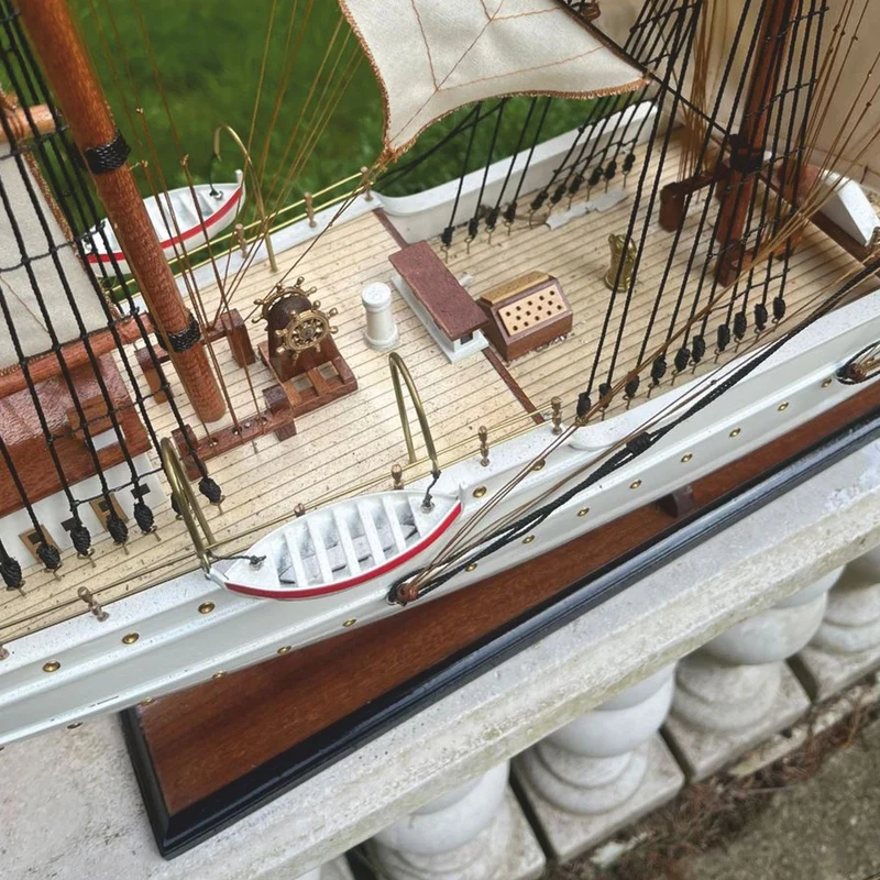 Casa Padrino Deko Segelschiff US Coast Guard Weiß / Braun 97 cm - Modellschiff
