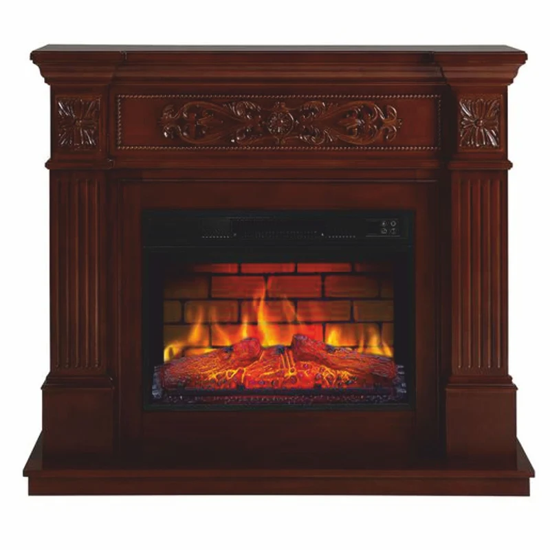 Casa Padrino Barock LED Elektrokamin Dunkelbraun 106,6 x 37 x H. 92,5 cm - Barock Möbel