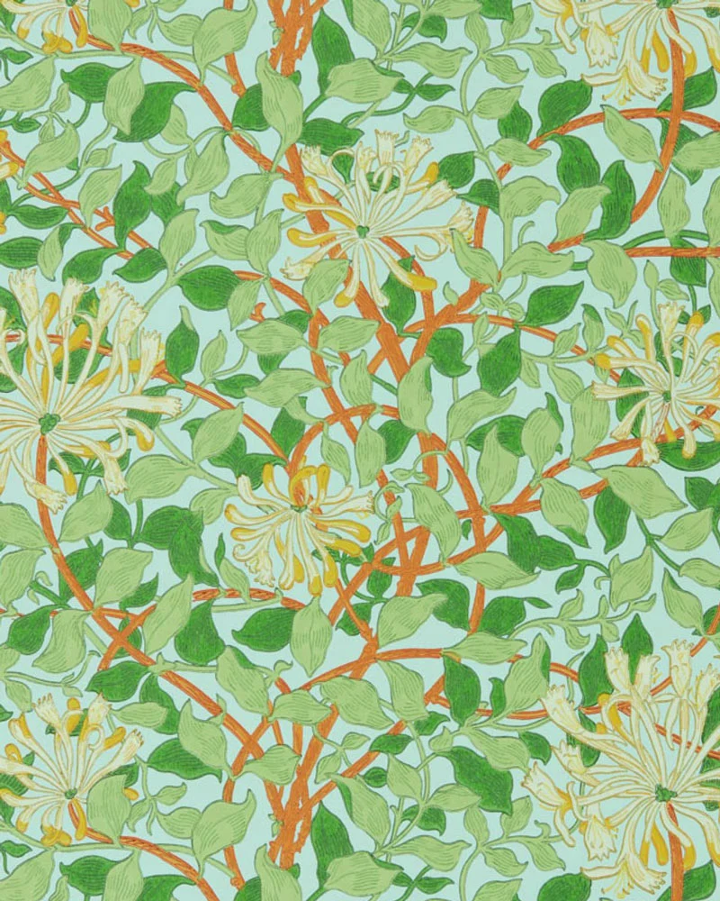 William Morris & Co. Tapet - Honeysuckle sky/burnt orange