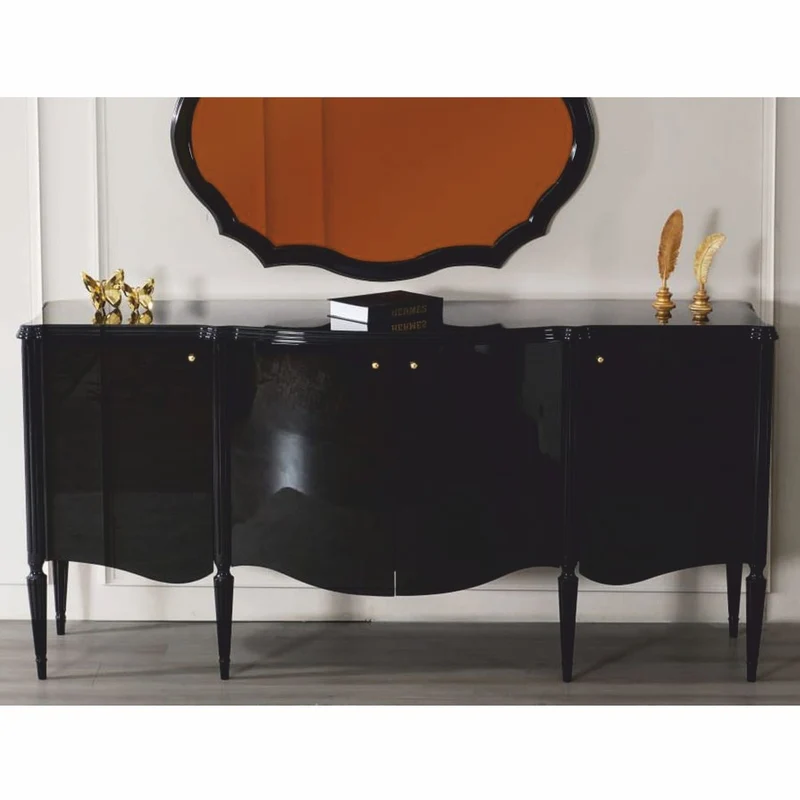 Casa Padrino Luxus Barock Sideboard Schwarz 215 cm - Barock Möbel