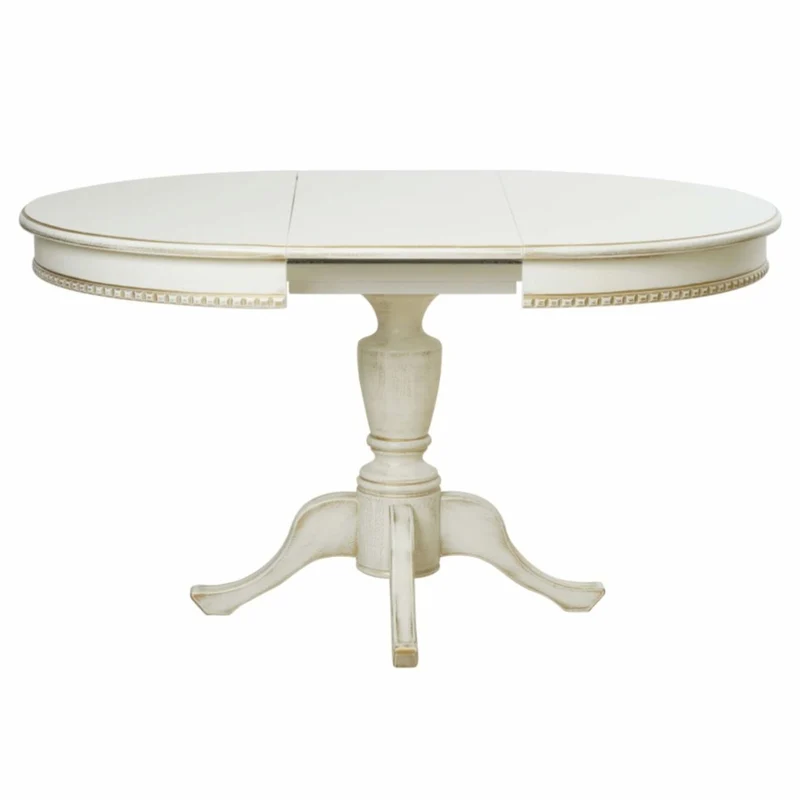 Casa Padrino Luxus Barock Esstisch Weiß / Gold 100-140 cm - Barock Esszimmer Möbel