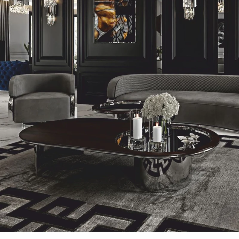 Casa Padrino Luxus Couchtisch Dunkelbraun / Silber 150 cm - Hotel & Wohnzimmer Möbel