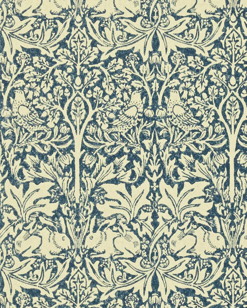 William Morris & Co. Tapet - Brer Rabbit Indigo/Vellum