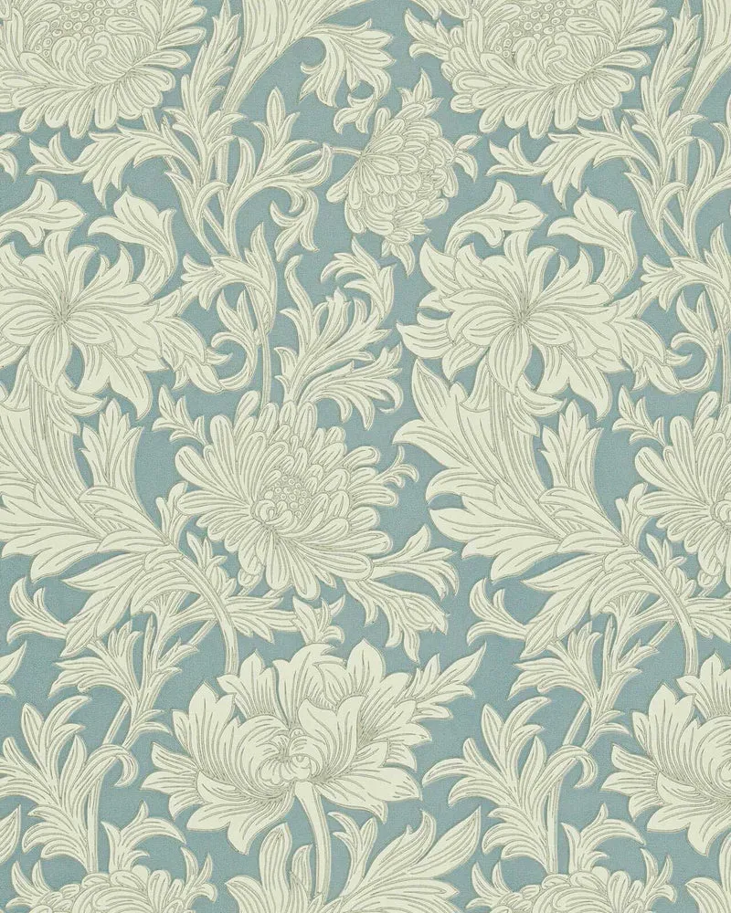 William Morris & Co. Tapet - Chrysanthemum Toile China Blue/Cream