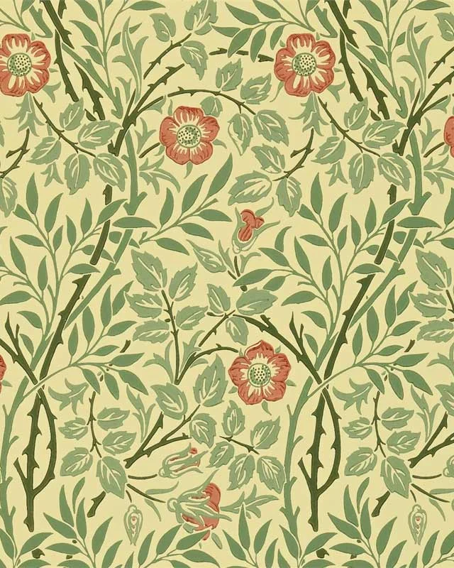 William Morris & Co. Tapet - Sweet Briar Green/Blue/Rose