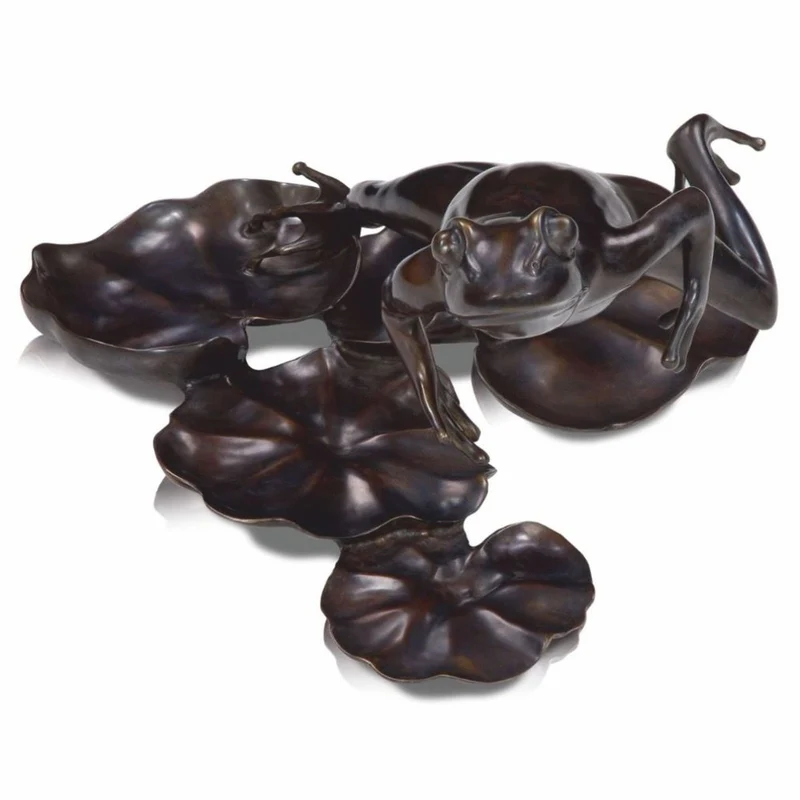 Casa Padrino Luxus Bronze Figur Frosch 39 cm - Deko Bronze Skulptur