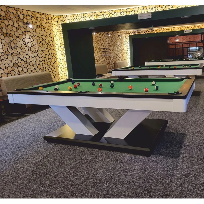 Casa Padrino Luxus Pool Billardtisch / Esstisch 8ft Weiß / Schwarz / Grün