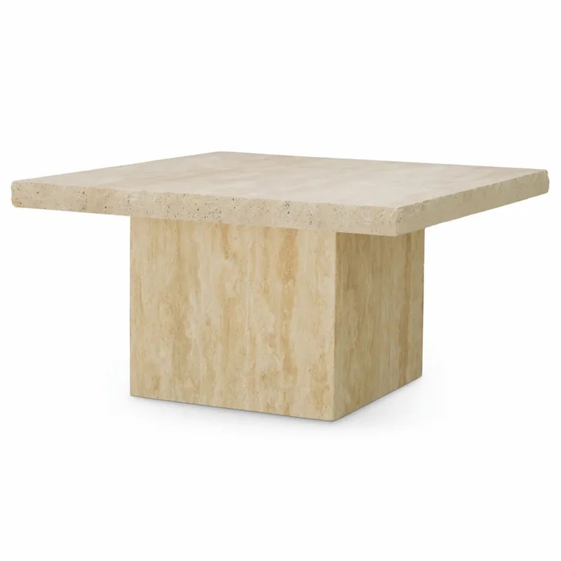 Casa Padrino Luxus Travertin Couchtisch Beige 65,5 cm - Travertin Wohnzimmer Möbel