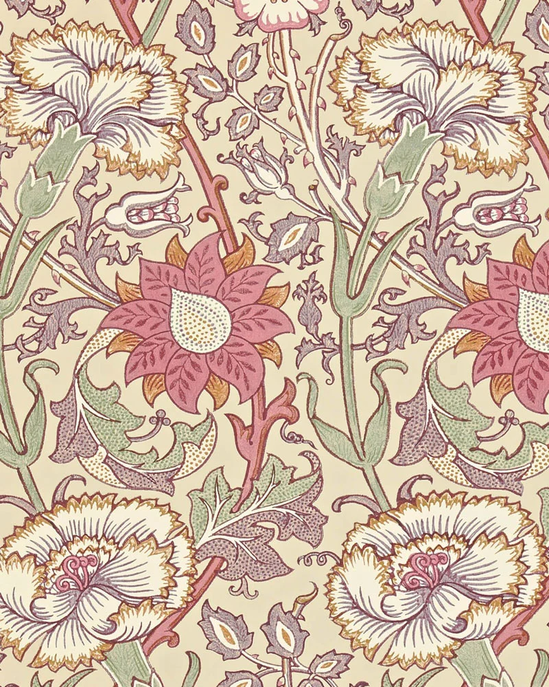 William Morris & Co. Tapet - Pink & Rose manilla/wine