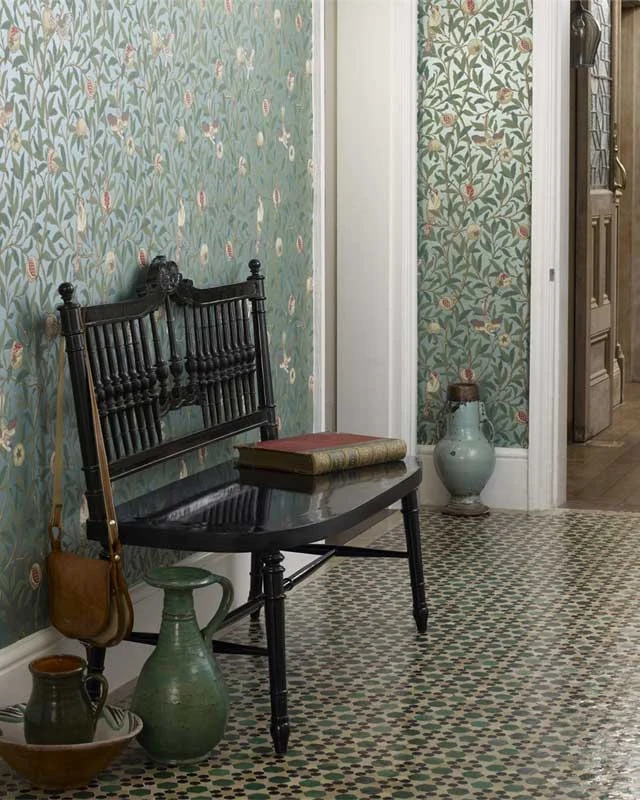 William Morris & Co. Tapet - Bird & Pomegranate Turquoise/Coral