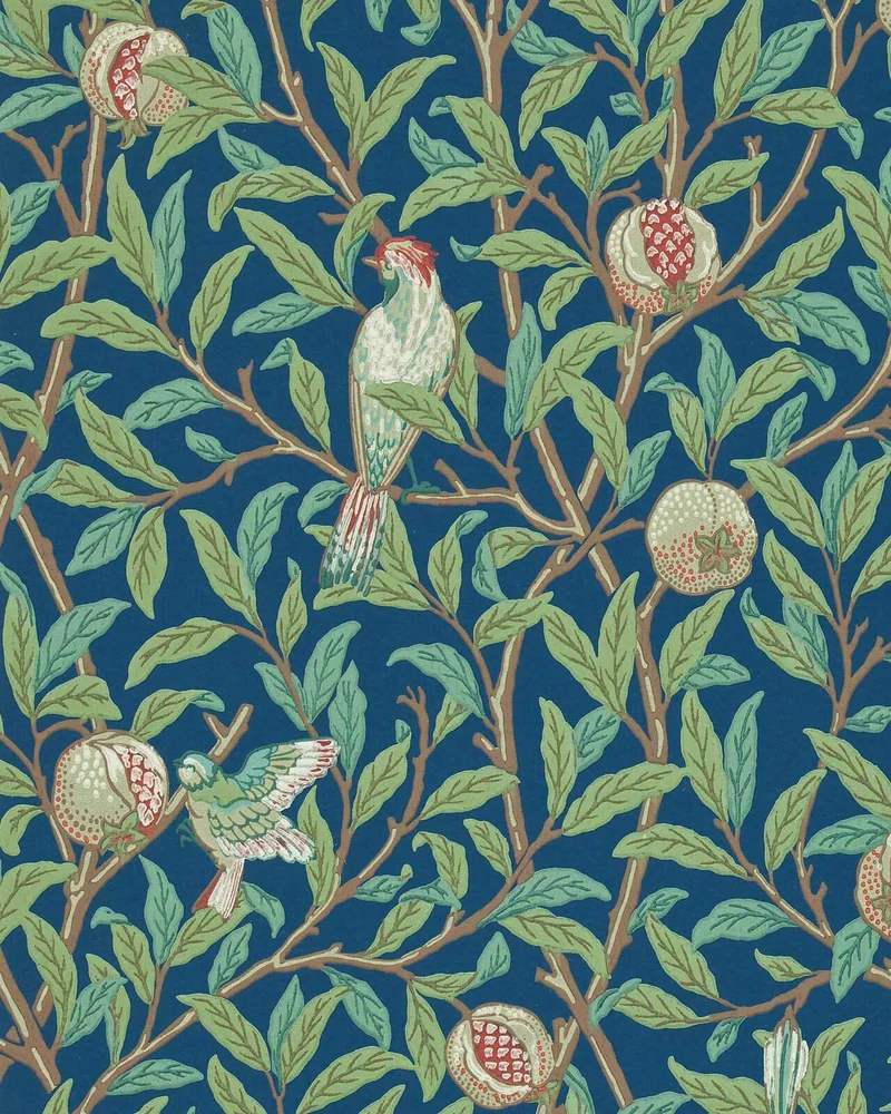 William Morris & Co. Tapet - Bird & Pomegranate Blue/Sage
