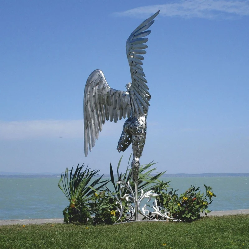 Casa Padrino Luxus Deko Skulptur Engel Silber H. 230 cm - Riesige Garten Figur