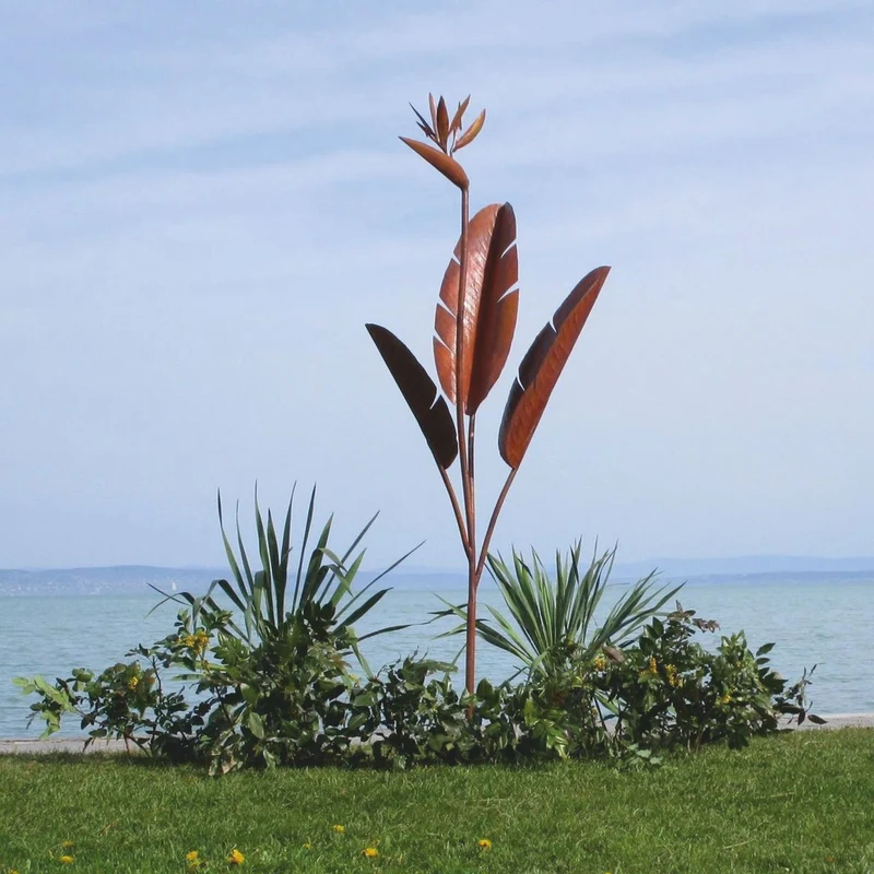 Casa Padrino Luxus Stahl Garten Deko Skulptur Pflanze Rost H. 205 cm
