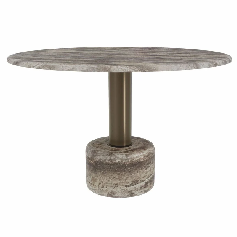 Casa Padrino Luxus Travertin Esstisch Grau / Bronze Ø 120 cm - Esszimmer Möbel