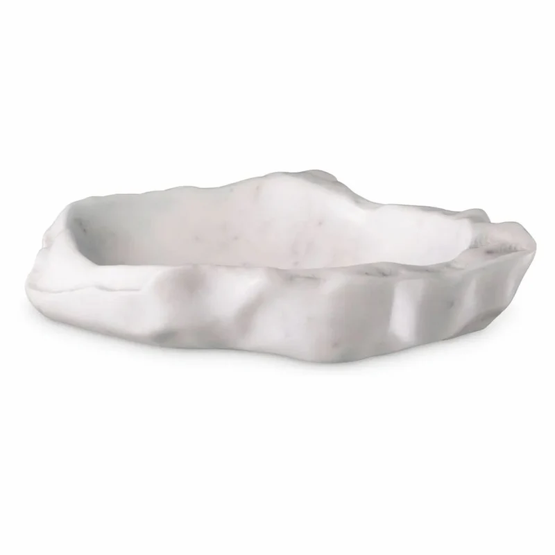 Casa Padrino Luxus Deko Marmor Schale Weiß 25 cm - Luxus Accessoires