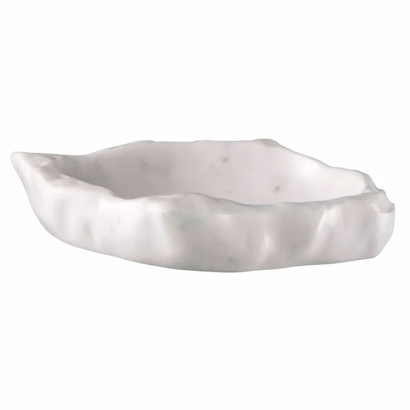 Casa Padrino Luxus Deko Marmor Schale Weiß 25 cm - Luxus Accessoires