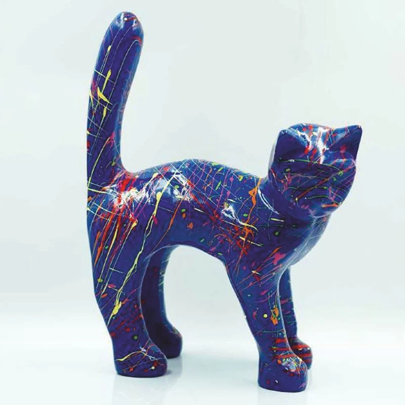 Casa Padrino Deko Figur Katze H. 32 cm - Verschiedene Farben - Deko Skulptur