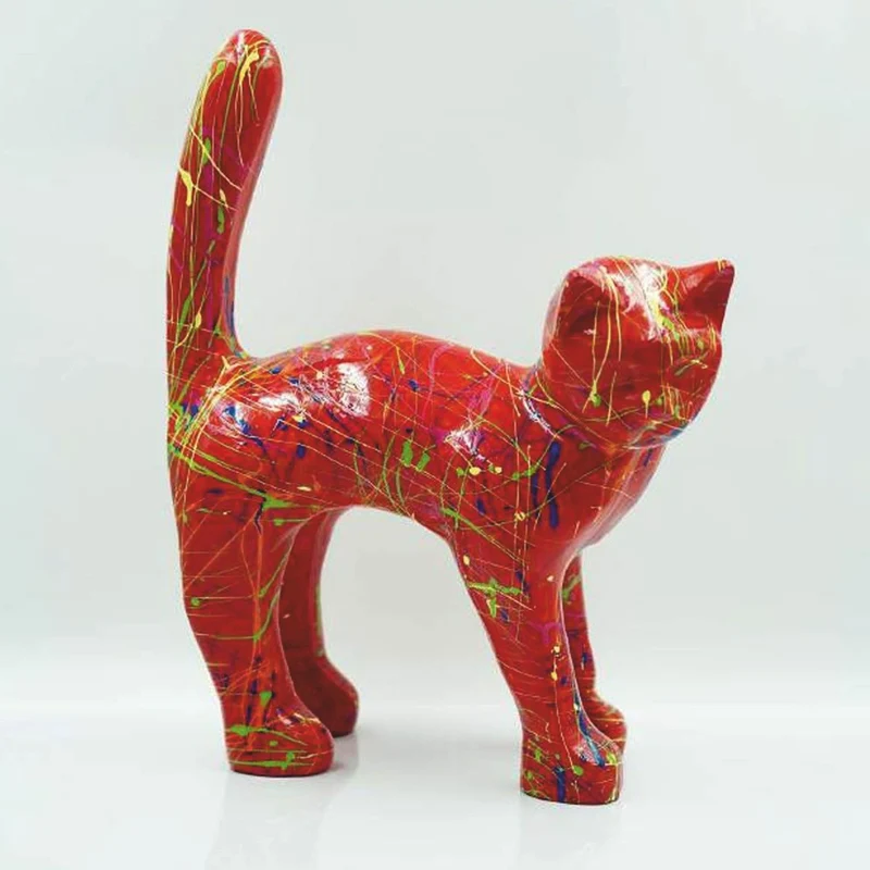 Casa Padrino Deko Figur Katze H. 32 cm - Verschiedene Farben - Deko Skulptur