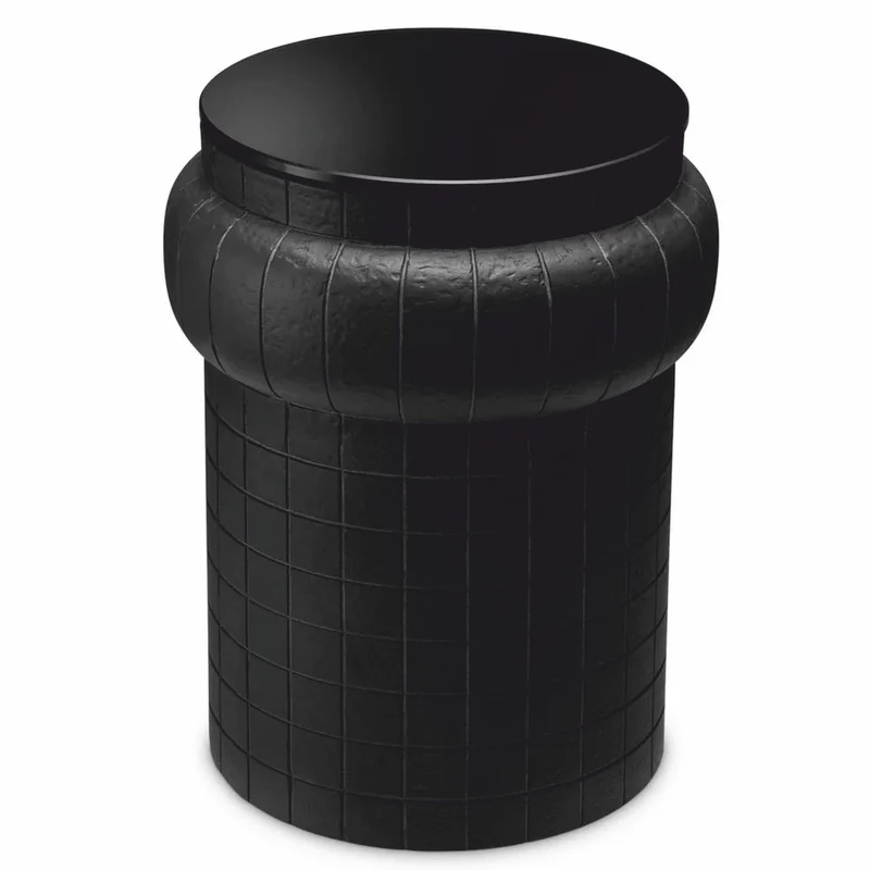 Casa Padrino Luxus Beistelltisch mit Glasplatte Schwarz H. 52 cm - Luxus Möbel