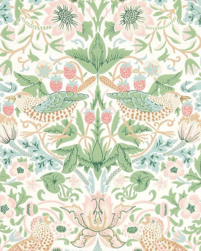William Morris & Co. Tapet - Simply Strawberry Thief cochineal pink