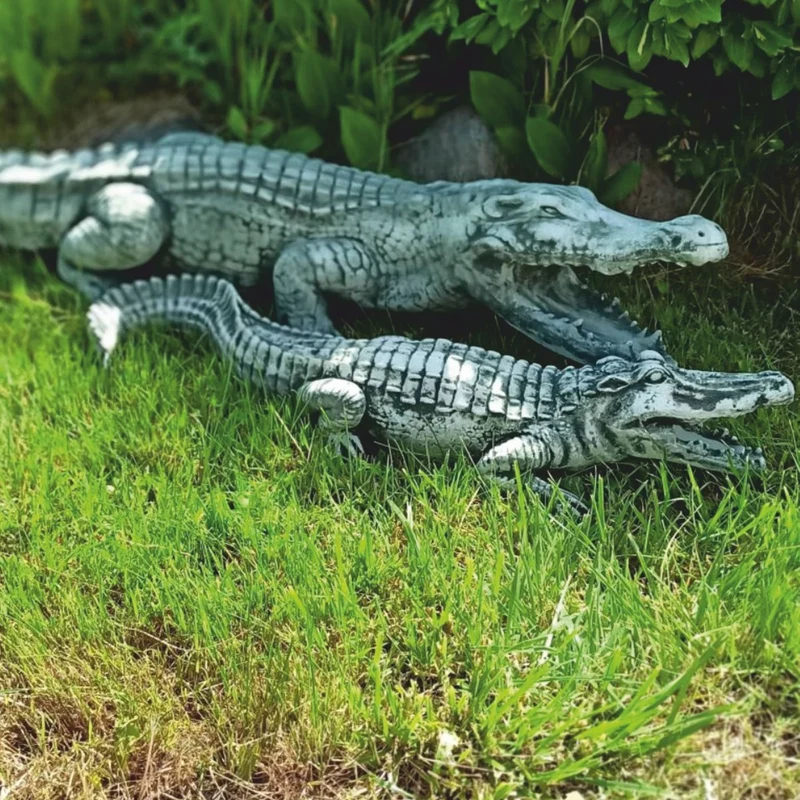 Casa Padrino Garten Deko Skulptur Krokodil Grün 68 cm - Deko Stein Figur