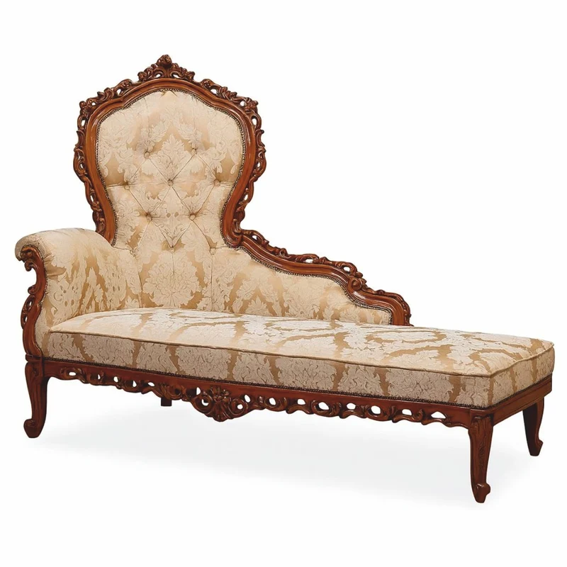 Casa Padrino Luxus Barock Chaiselongue Gold / Dunkelbraun 160 cm - Barock Möbel