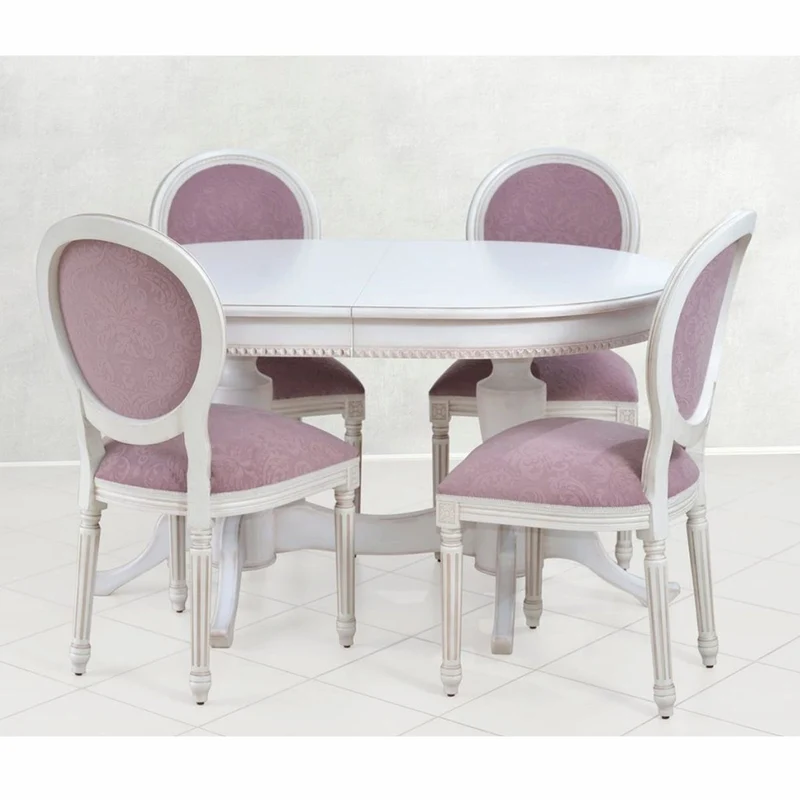 Casa Padrino Luxus Barock Esszimmer Set Lila / Weiß / Beige - Barock Möbel