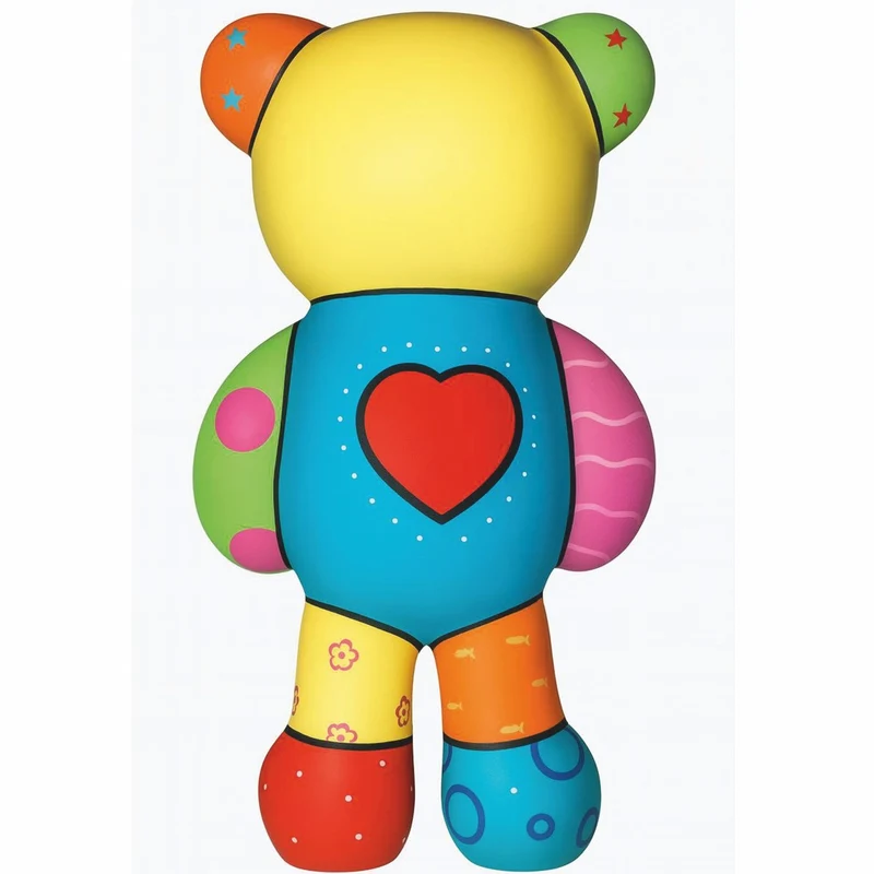 Casa Padrino Deko Figur Teddybär Herz Bunt H. 46 cm - Deko Skulptur