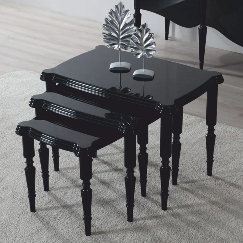 Casa Padrino Luxus Barock Beistelltisch 3er Set Schwarz - Barock Möbel