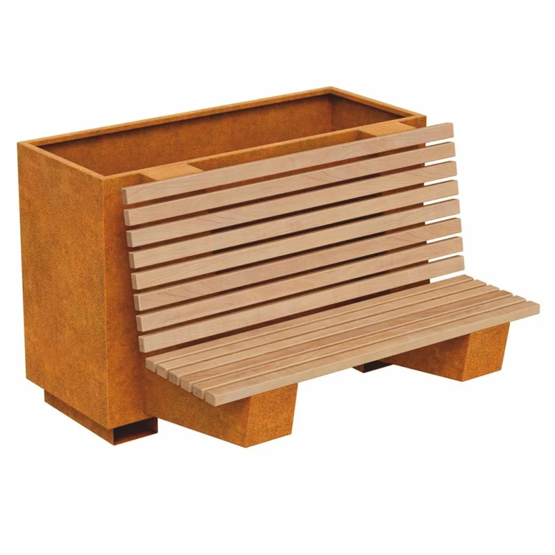 Casa Padrino Parkbank - Stadtbank mit Pflanzkübel 150 cm - Outdoor & Park Möbel