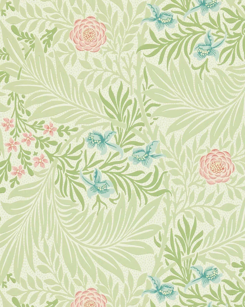 William Morris & Co. Tapet - Larkspur Green/Coral