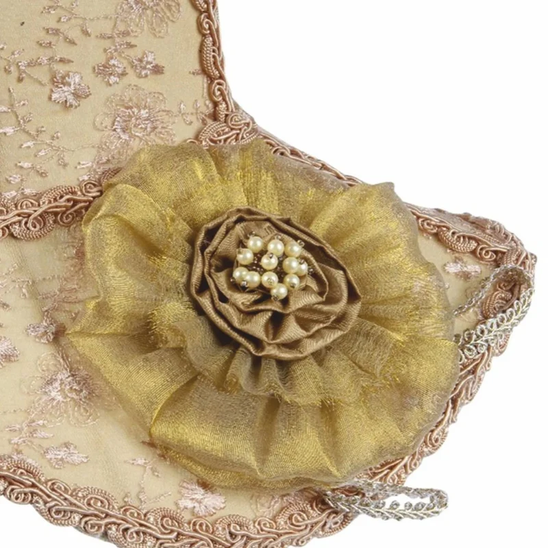 Casa Padrino Barock Lampenschirm in Damenhut Form Beige / Gold 47 cm