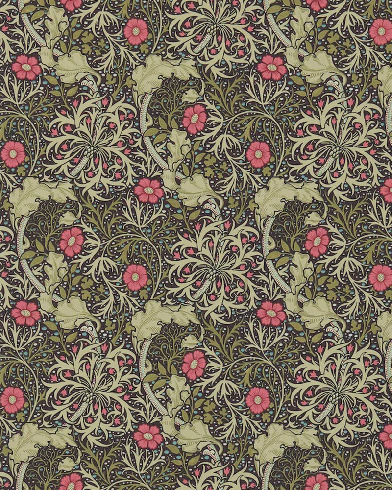 William Morris & Co. Tapet - Morris Seaweed Ebony/Poppy