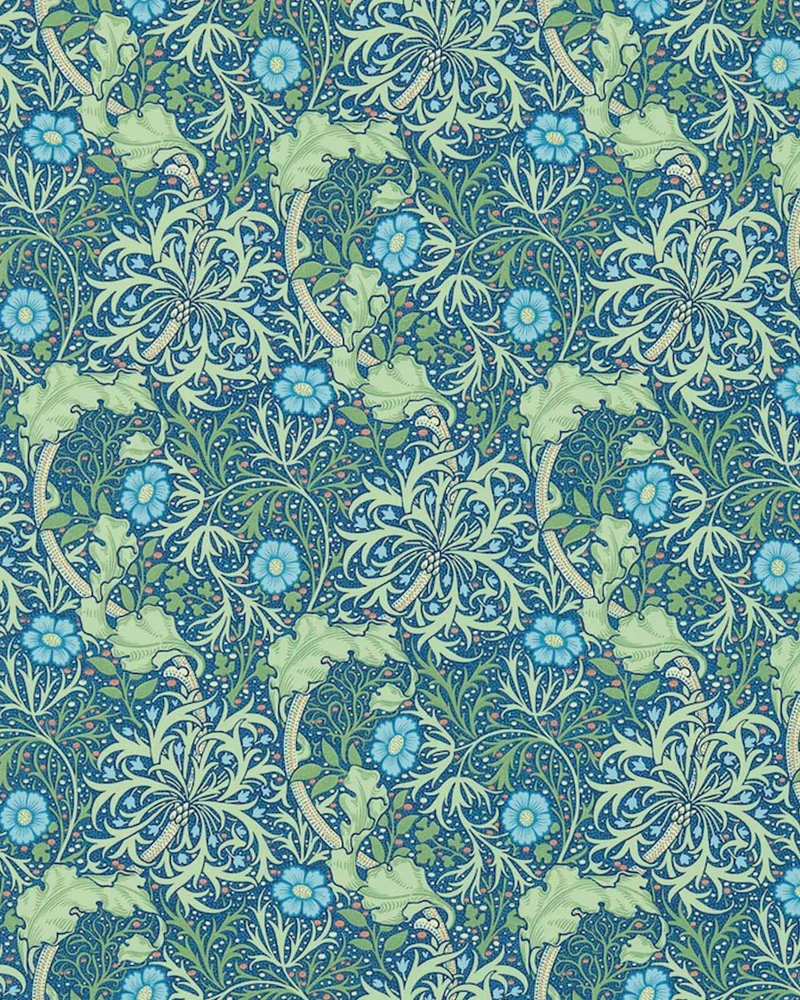 William Morris & Co. Tapet - Morris Seaweed Cobalt/Thyme