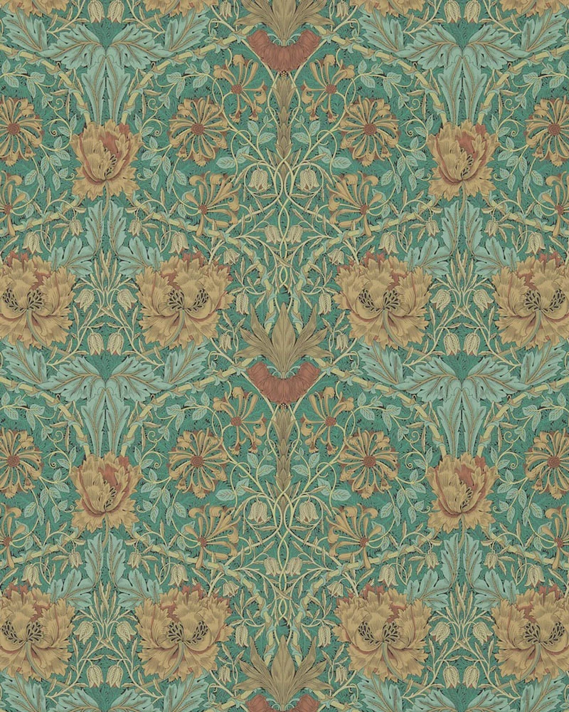 William Morris & Co. Tapet - Honeysuckle & Tulip Emerald/Russet