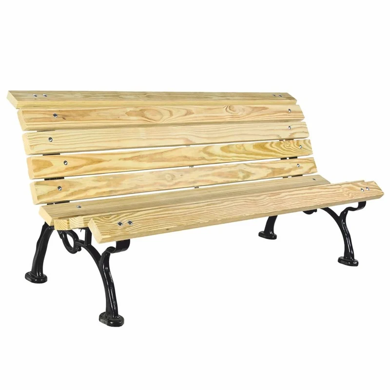 Casa Padrino Parkbank - Stadtbank Naturfarben / Schwarz 180 cm - Garten Möbel