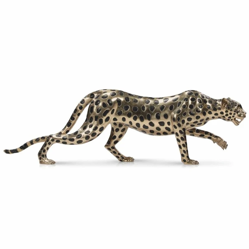 Casa Padrino Luxus Deko Bronze Skulptur Gepard Gold / Schwarz 148 cm - Bronze Figur