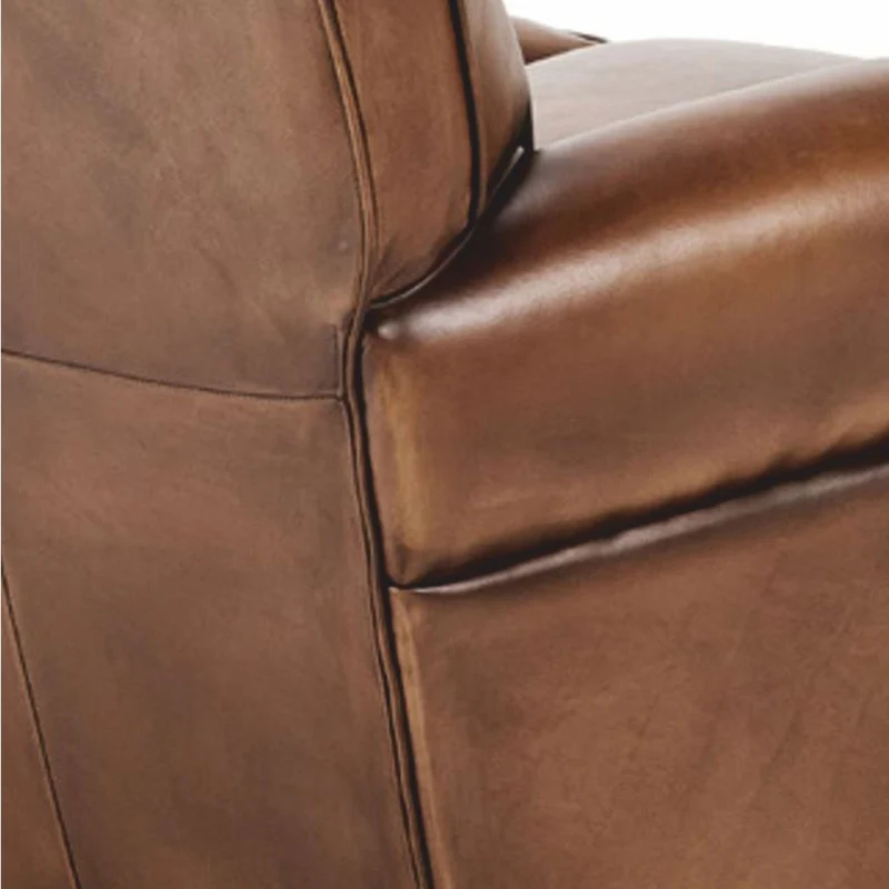Casa Padrino Luxus Echtleder Sofa Dunkelbraun / Schwarz 140 cm - Leder Möbel