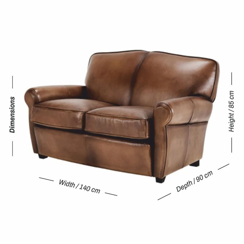 Casa Padrino Luxus Echtleder Sofa Dunkelbraun / Schwarz 140 cm - Leder Möbel