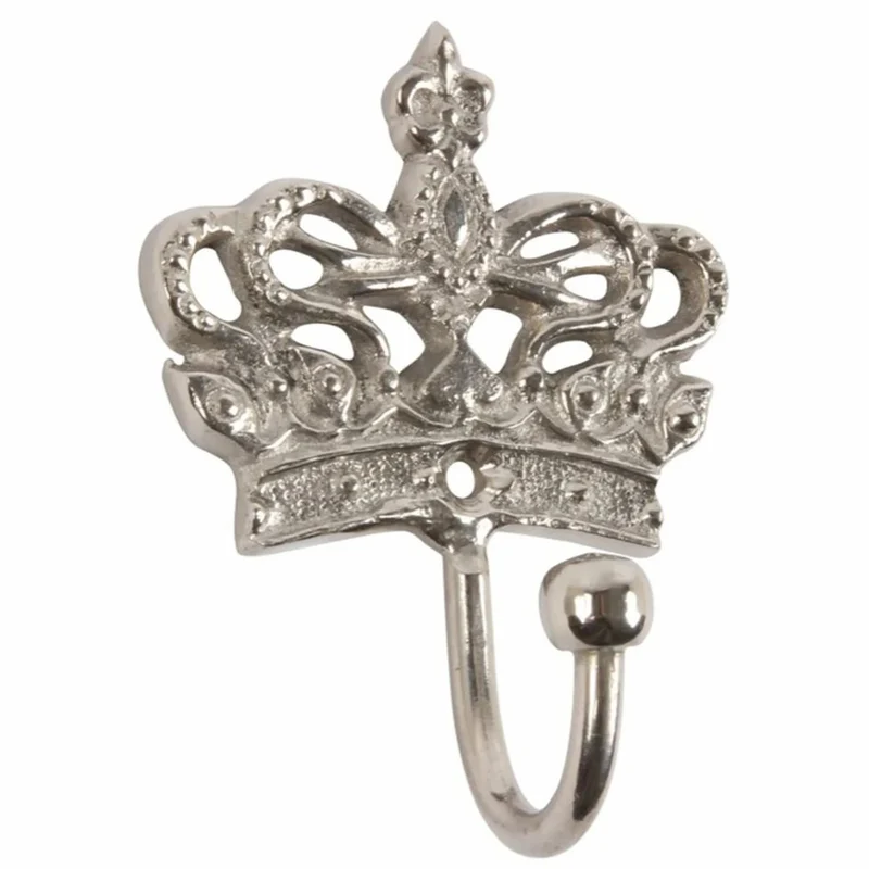 Casa Padrino Barock Kleiderhaken Krone Silber H. 8 cm - Barock Garderoben Accessoires