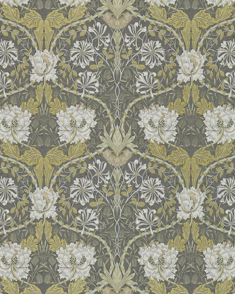 William Morris & Co. Tapet - Honeysuckle & Tulip Charcoal/Gold