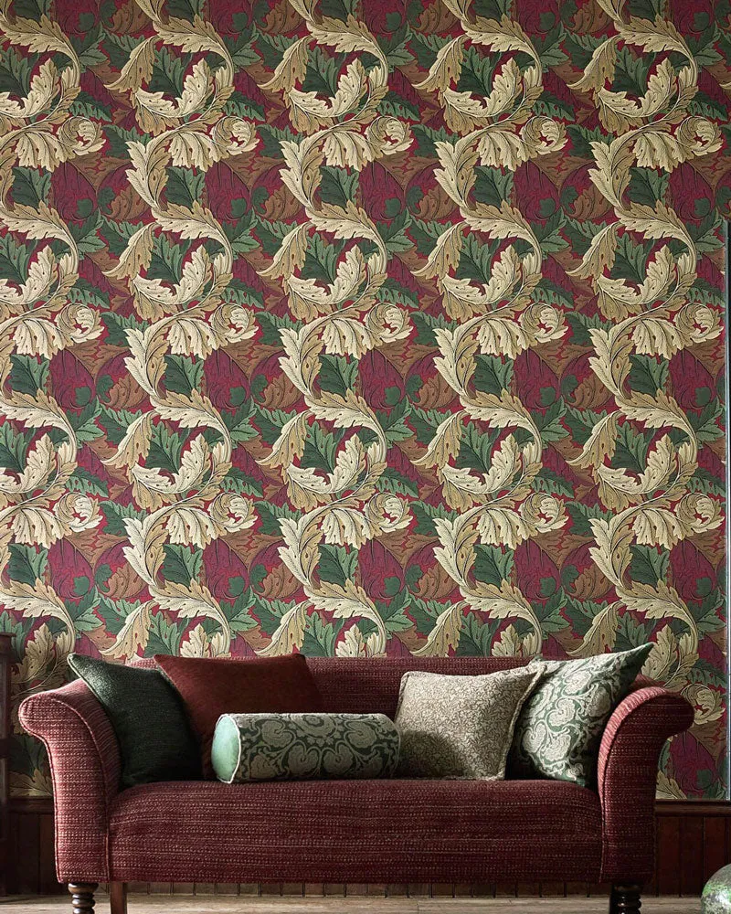 William Morris & Co. Tapet - Acanthus Madder/Thyme