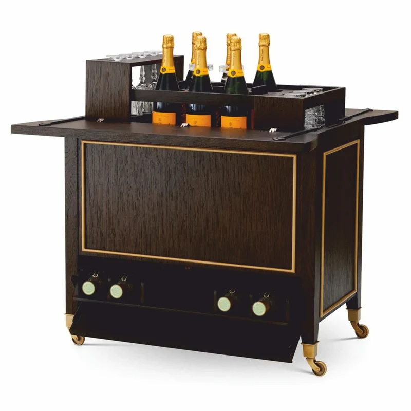Casa Padrino Luxus Servierwagen Dunkelbraun / Messing 90,5 cm - Hotel Trolley