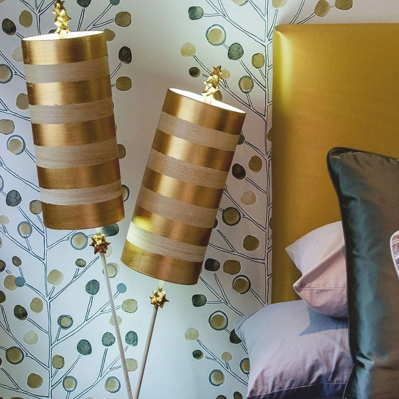 Casa Padrino Luxus Doppel Tischleuchte Gold / Taupe H. 102,7 cm - Luxus Leuchten
