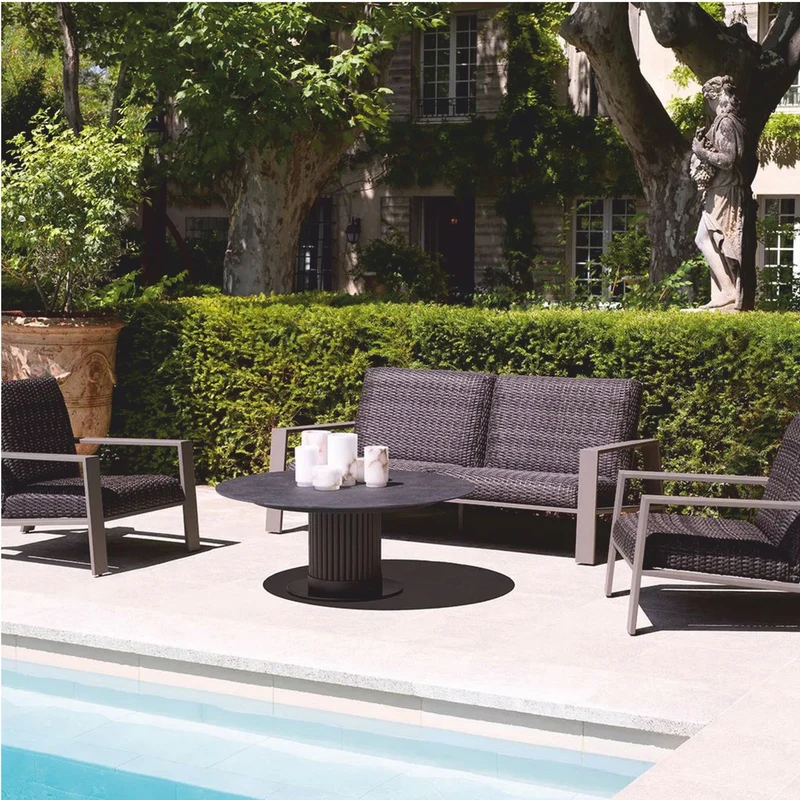 Casa Padrino Luxus Kunstrattan Garten Sofa Grau 180 cm - Garten Möbel