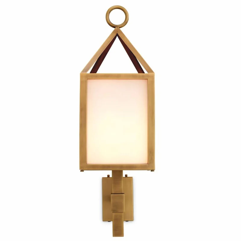 Casa Padrino Luxus Außenwandleuchte Antik Messing / Weiß H. 86 cm - Luxus Außenbeleuchtung