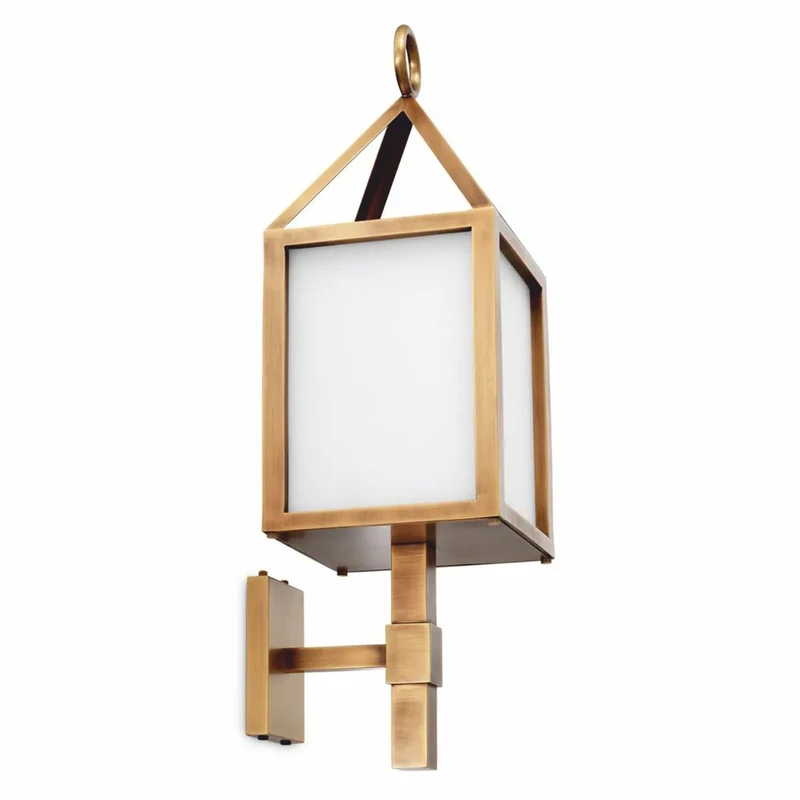 Casa Padrino Luxus Außenwandleuchte Antik Messing / Weiß H. 86 cm - Luxus Außenbeleuchtung