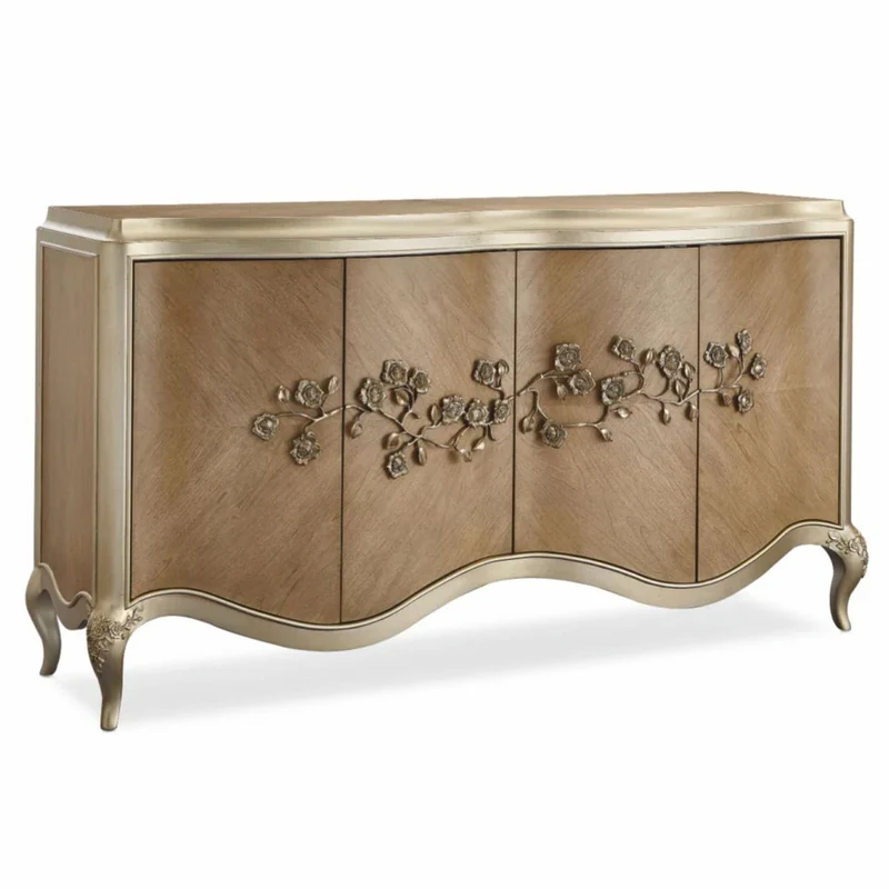 Casa Padrino Luxus Barock Sideboard Braun / Champagner-Gold 183 cm - Barock Möbel